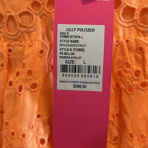 Lilly Pulitzer M Kayla Sleeved Rivera Eyelet Dress Size L also have a M listing - Picture 3 of 6